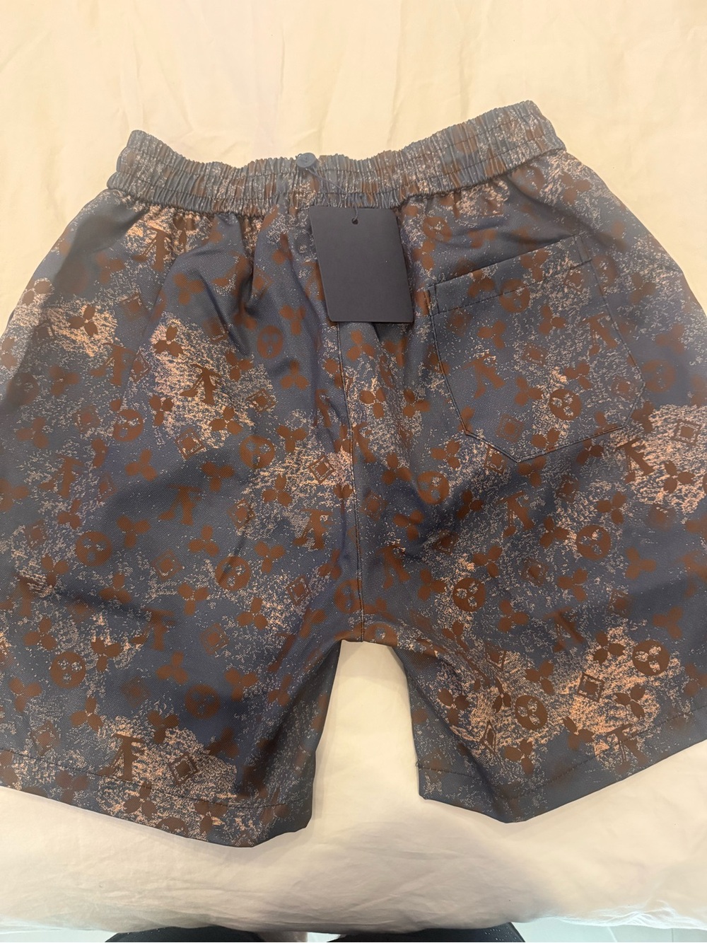 Louis Vuitton Navy & Brown Monogram Swim Trunks - Picture 3 of 5